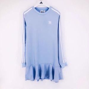 Adidas maya blue long sleeve ruffle short dress size xs